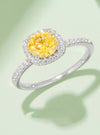 1 Carat Canary Yellow Moissanite 925 Sterling Silver Halo Ring, womens jewelry | MYLUXQUEEN