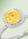 1 Carat Canary Yellow Moissanite 925 Sterling Silver Halo Ring, womens jewelry | MYLUXQUEEN