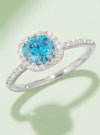 1 Carat Blue Moissanite 925 Sterling Silver Halo Ring, womens jewelry | MYLUXQUEEN