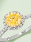 1 Carat Yellow Moissanite 925 Sterling Silver Halo Ring, womens jewelry | MYLUXQUEEN