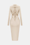 Women's Drawstring Open Back Midi Dress