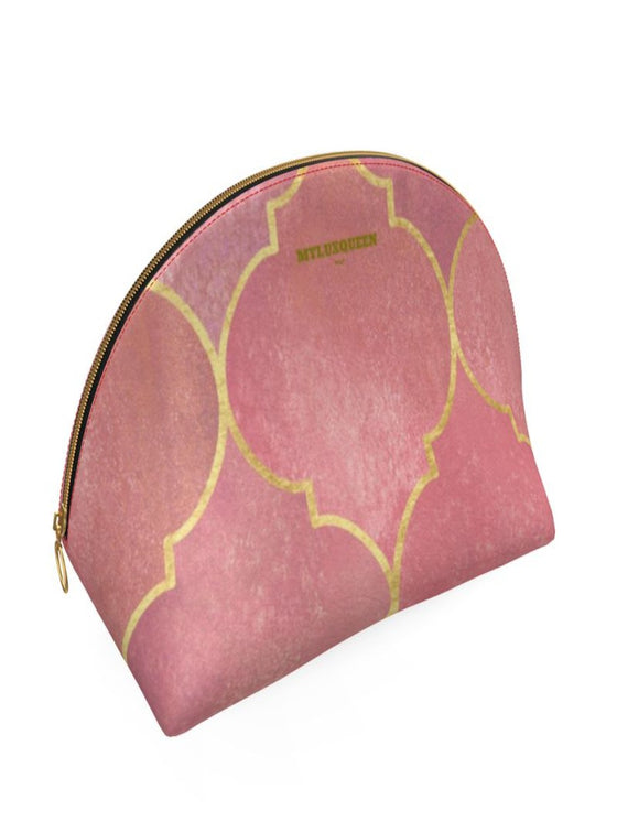 shop leather designer makeup bag, leather cosmetic bag, large pink makeup bag, beauty bags| MYLUXQUEEN