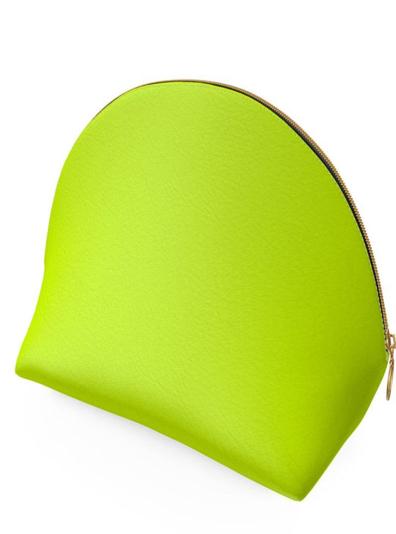 shop womens designer leather makeup bags, womens designer cosmetic leather bags, neon green cosmetic bag, leather makeup bag, leather cosmetic bag, designer makeup bag, designer bags, luxury makeup, womens beauty products | MYLUXQUEEN