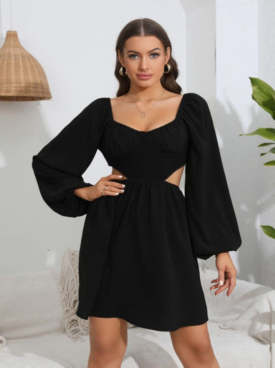 Cutout Balloon Sleeve Dress