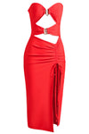 Women's Cutout Strapless Midi Dress