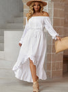 shop womens white maxi dress, long dress, casual dress, off the shoulder dress, summer dress | MYLUXQUEEN