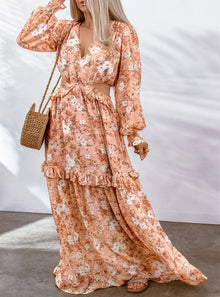  shop floral long maxi dress, floral cutout maxi dress, womens long dress, womens maxi dress, womens casual long dress, womens floral dress, womens orange long dress, womens orange dresses, womens casual orange dress, womens brunch dress, womens weekend dress | MYLUXQUEEN