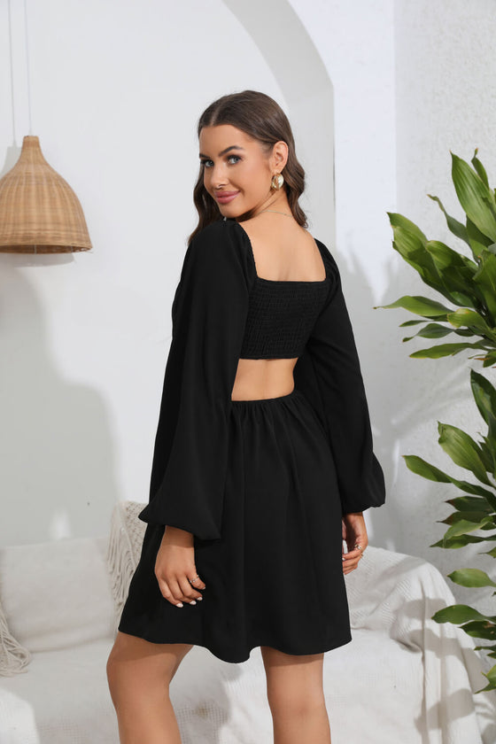 Cutout Balloon Sleeve Dress