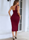 shop womens red ruched fitted dress, going out dress, cocktail dress, evening dress, bloomingdales dress | MYLUXQUEEN
