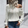 Cable-Knit Openwork V-Neck Sweater