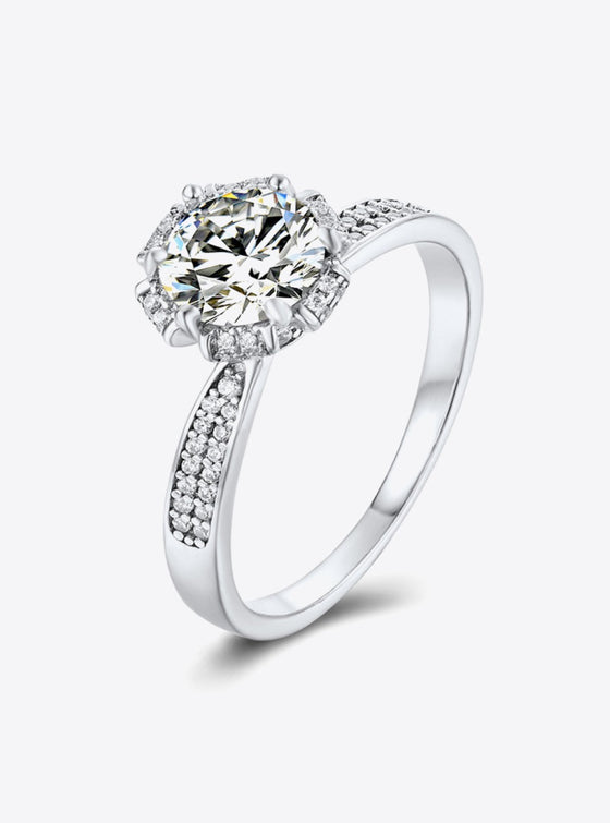 shop womens silver rings, womens 1 Carat Moissanite Ring| myluxqueen