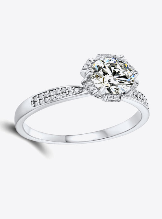shop womens silver rings, womens 1 Carat Moissanite Ring| myluxqueen