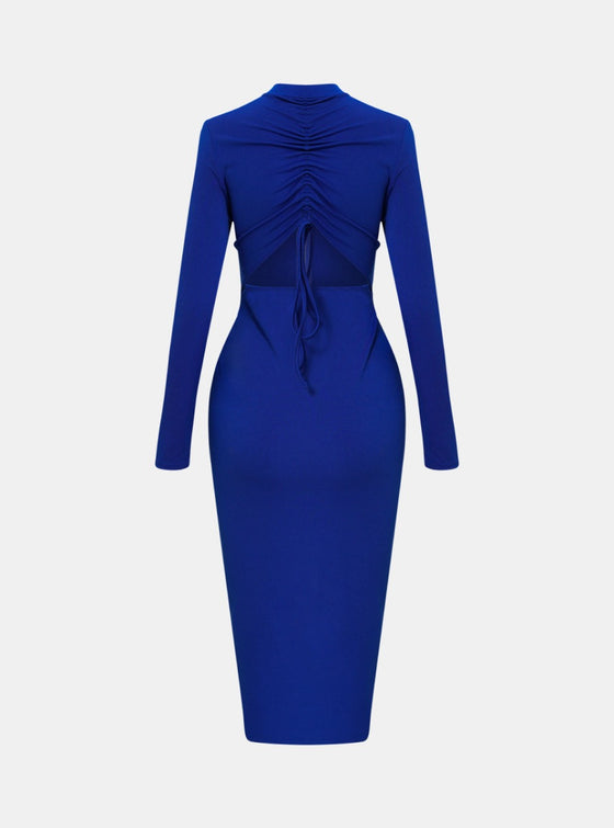 shop blue long sleeve sexy dress, blue fitted dresses, blue casual wear sexy dress, blue zip front midi dress, blue bodycon dress, blue casual sexy dress, womens blue midi dress | MYLUXQUEEN