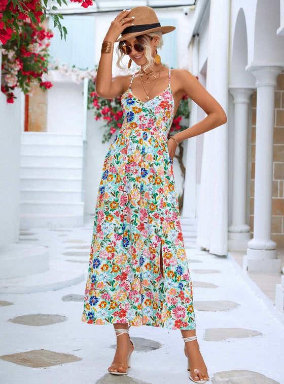 shop womens floral backless casual long maxi dress, womens floral summer dress, womens summer dresses, womens casual wear long dresses | MYLUXQUEEN
