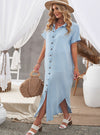 Shop womens blue shirt dresses, womens blue summer dresses, womens blue maxi dresses, womens blue summer clothes, womens long dresses, womens casual wear blue dress | MYLUXQUEEN