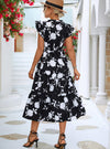 shop womens black floral midi dress, casual dress, summer dress, vacation dress | myluxqueen
