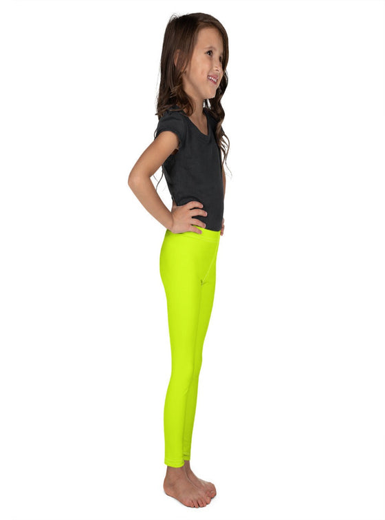 shop girls neon green leggings, girls leggings, girls full length length, girls summer clothes, girls green leggings | MYLUXKIDS
