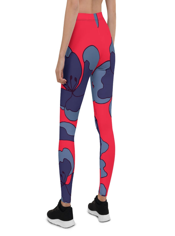shop womens leggings, womens red floral leggings. designer leggings | MYLUXQUEEN