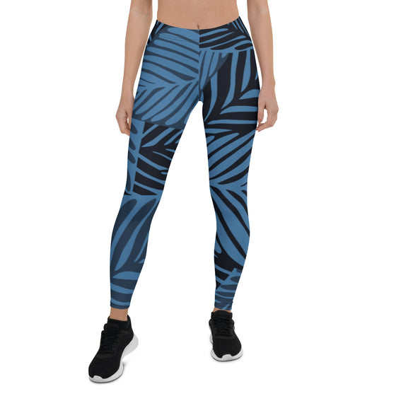 Women's Blue Palm Leggings