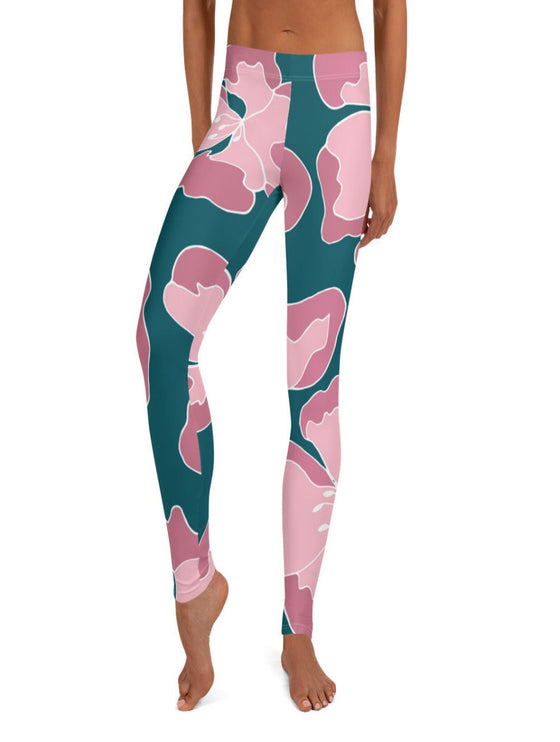 shop womens floral pink leggings, womens activewear | MYLUXQUEEN