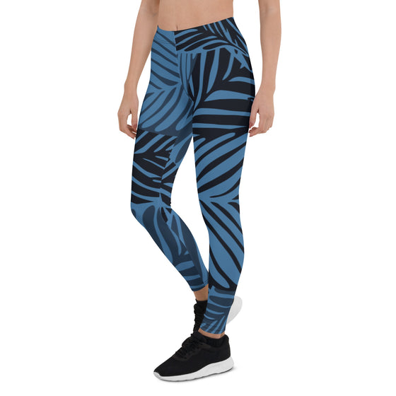 Women's Blue Palm Leggings