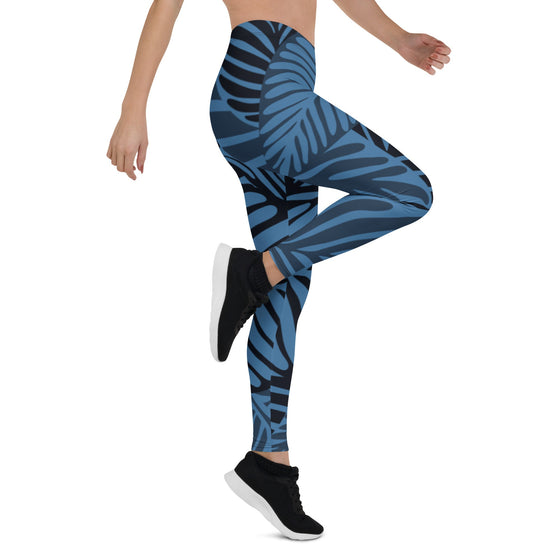 Women's Blue Palm Leggings