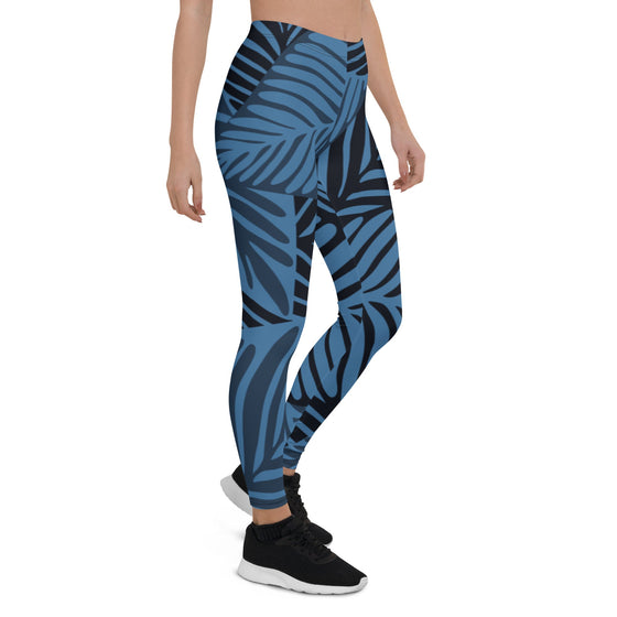 Women's Blue Palm Leggings