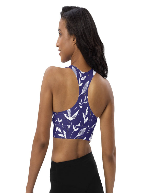 shop womens blue floral sports, yoga bra | MYLUXQUEEN