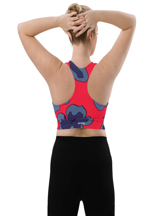 shop womens plus size red floral sports bra | MYLUXQUEEN