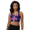 shop myluxqueen women's purple floral sports bra, women's floral sports bra, womens activewear bra, womens sports top, women's yoga top, womens yoga bra, womens running bra, womens tops, women purple clothes, womens floral clothes