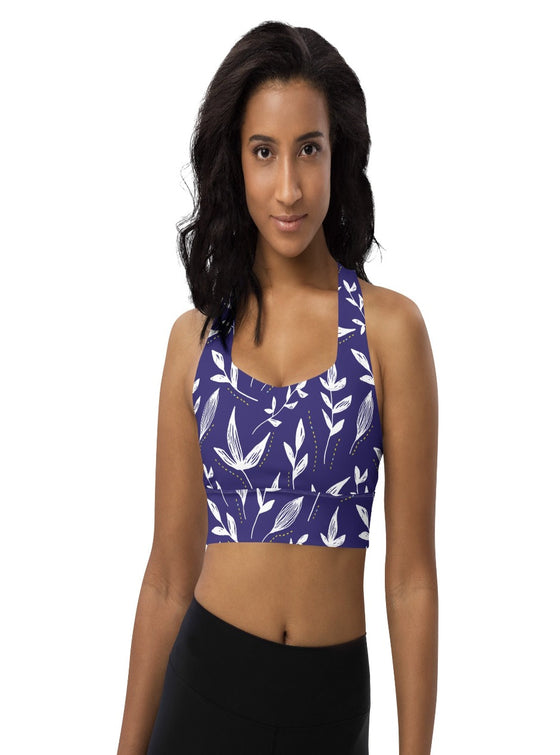 shop womens blue floral sports, yoga bra | MYLUXQUEEN