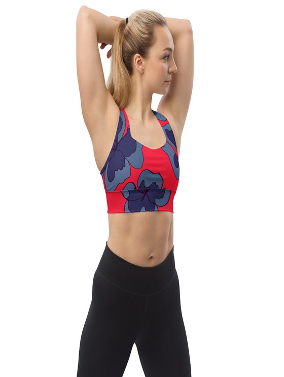 shop womens red floral sports bra | MYLUXQUEEN