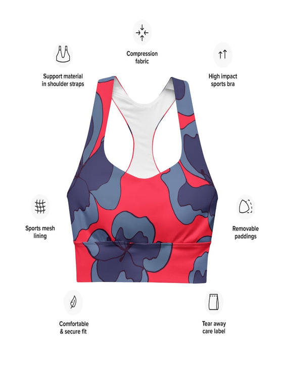 shop womens red floral sports bra | MYLUXQUEEN