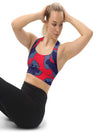 shop myluxqueen womens red floral sports bra, womens red workout tops, womens activewear tops| MYLUXQUEEN