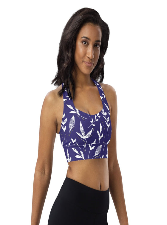 shop womens blue floral sports, yoga bra | MYLUXQUEEN
