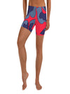 shop myluxqueen womens red floral workout shorts, womens red yoga shorts, womens red running shorts, 