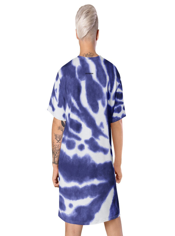shop womens blue tie dye dress, casual dress, tshirt dress, loungewear dress | myluxqueen