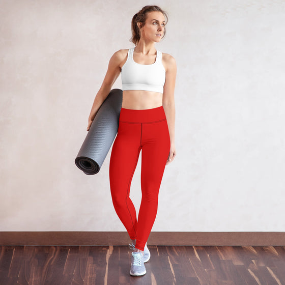 shop womens red leggings, womens summer pants, womens summer red pants, womens full length leggings, womens red activewear clothes, women red clothes, womens workout clothes