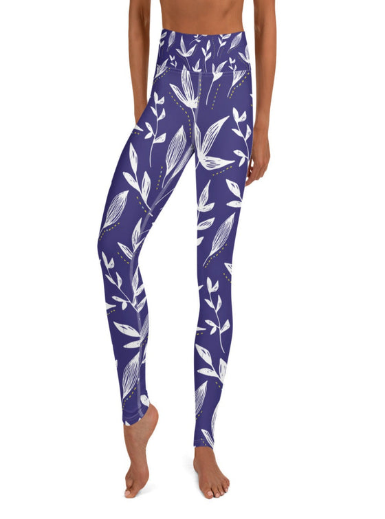shop womens blue floral high waisted yoga leggings, summer leggings | MYLUXQUEEN