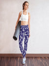 shop womens blue floral high waisted yoga leggings, summer leggings | MYLUXQUEEN