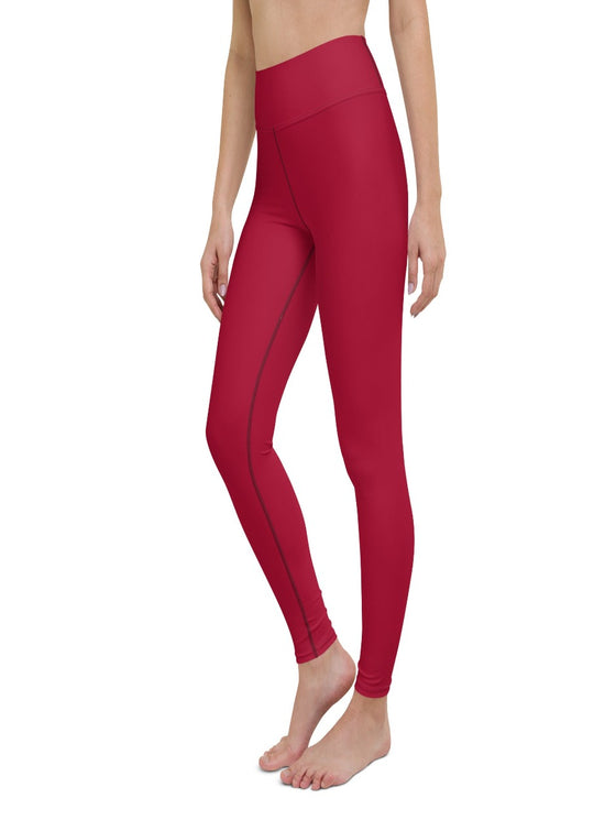 shop womens burgundy yoga high waisted leggings with inside pockets, womens workout pants, womens yoga pants, womens activewear legging | MYLUXQUEEN