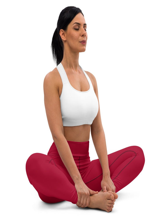 shop womens burgundy yoga high waisted leggings with inside pockets, womens workout pants, womens yoga pants, womens activewear legging | MYLUXQUEEN