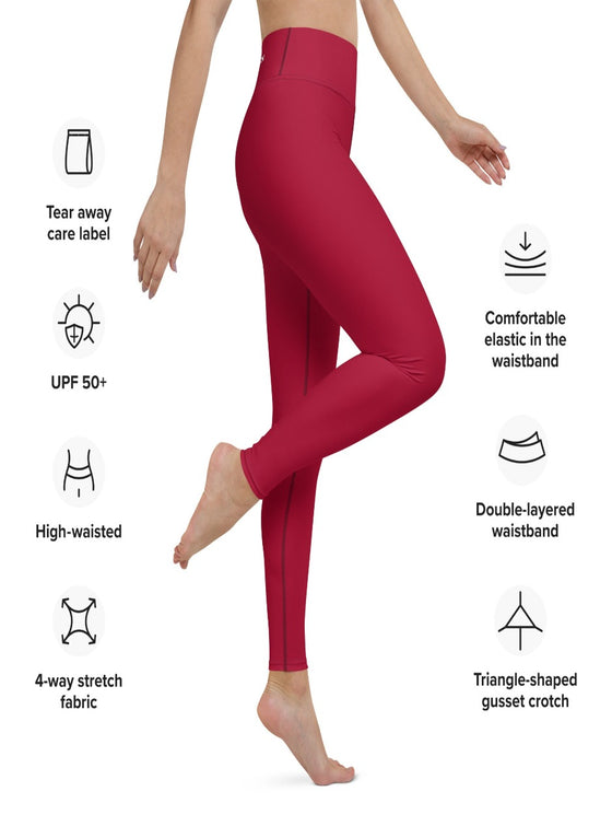 shop womens burgundy yoga high waisted leggings with inside pockets, womens workout pants, womens yoga pants, womens activewear legging | MYLUXQUEEN