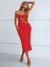 Shop womens red sexy dress, womens red cutout dress, dress for valentine day, womens date night red dress, womens red bodycon dress, womens red midi sexy dress, womens red strapless dress | MYLUXQUEEN