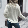 Cable-Knit Openwork V-Neck Sweater