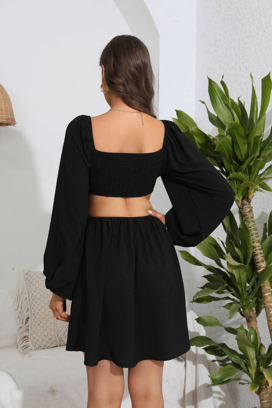 Cutout Balloon Sleeve Dress