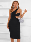 Cutout Dress - One-Shoulder Cutout Bandage Dress