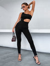 shop womens black cutout jumpsuit, womens black going out clothes | MYLUXQUEEN