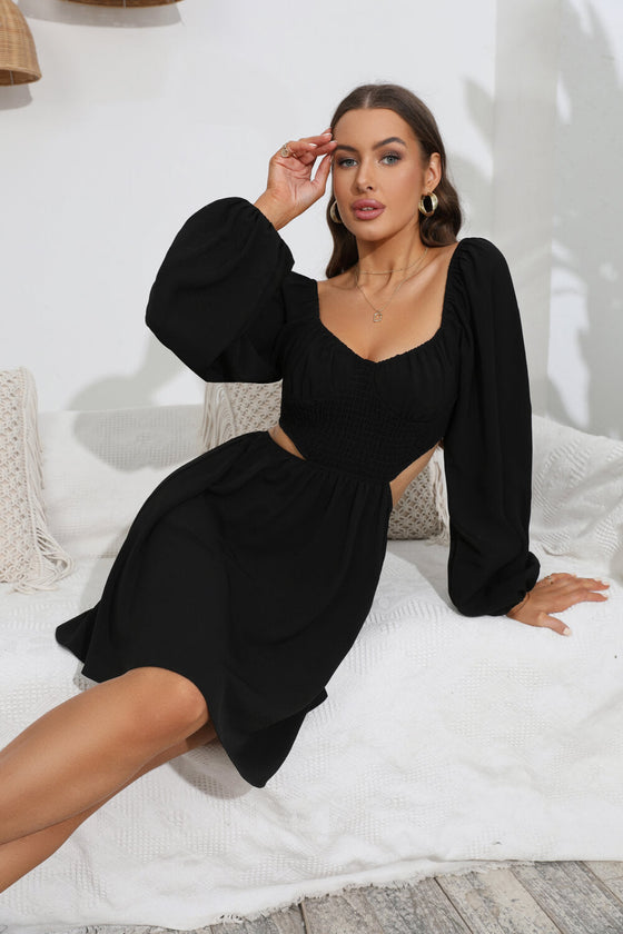 Cutout Balloon Sleeve Dress