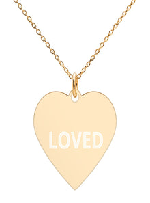  Engraved 'Loved' Gold Heart Necklace